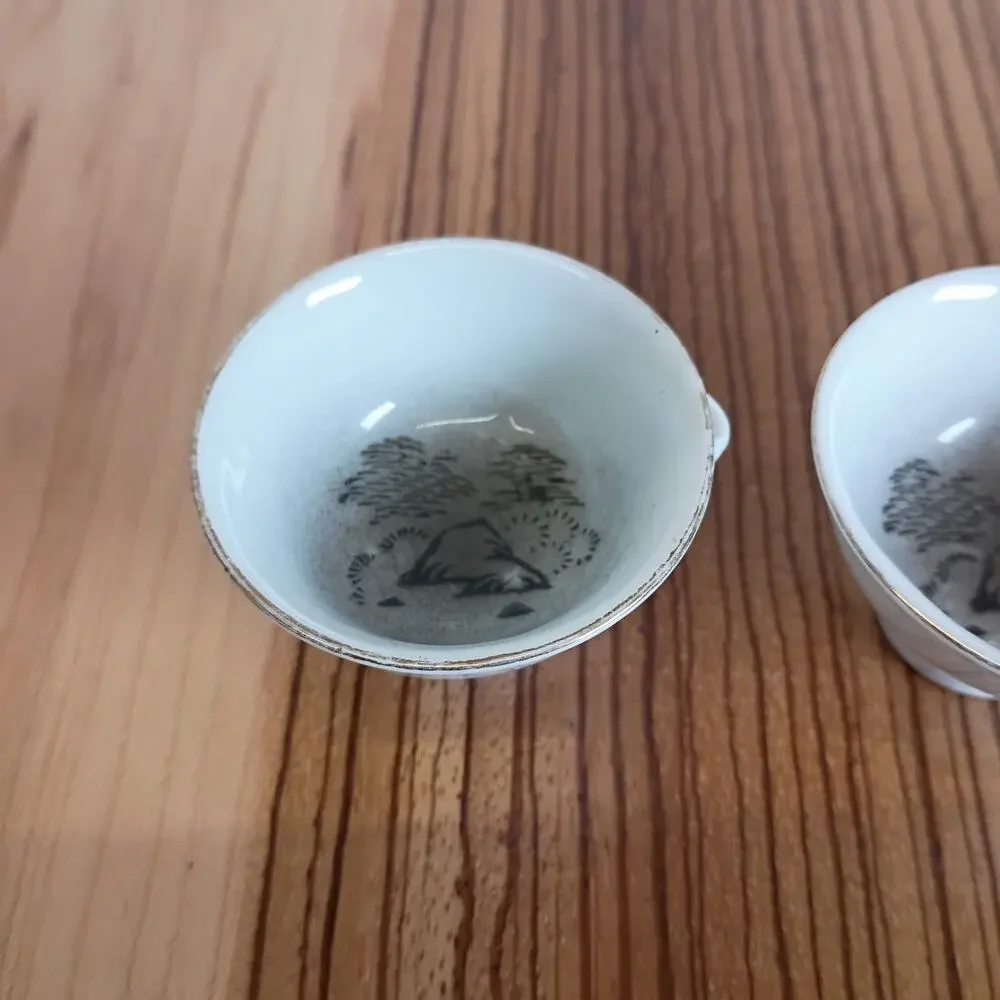 Vintage Japanese Porcelain Sake Tea Cups Set of 3